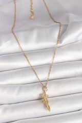 316L Çelik Gold Renk Zincir Sarılma Model Kadın Kolye