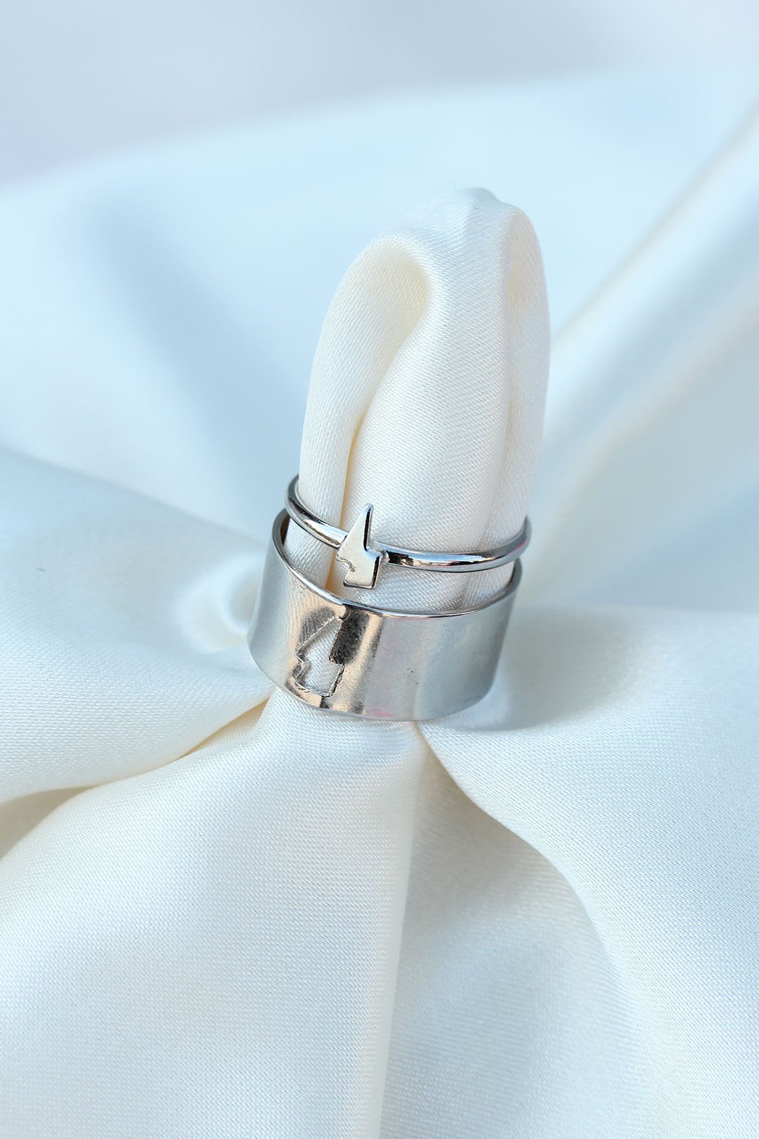 Ayarlamalı Şimşek Model Çift Yüzüğü