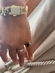 XUPİNG Oval Siyah Taşlı Yüzük