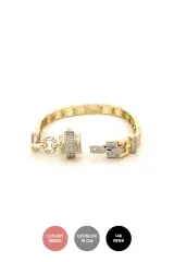 14k Altın Renginde Zirkon Detay Luxury Bileklik