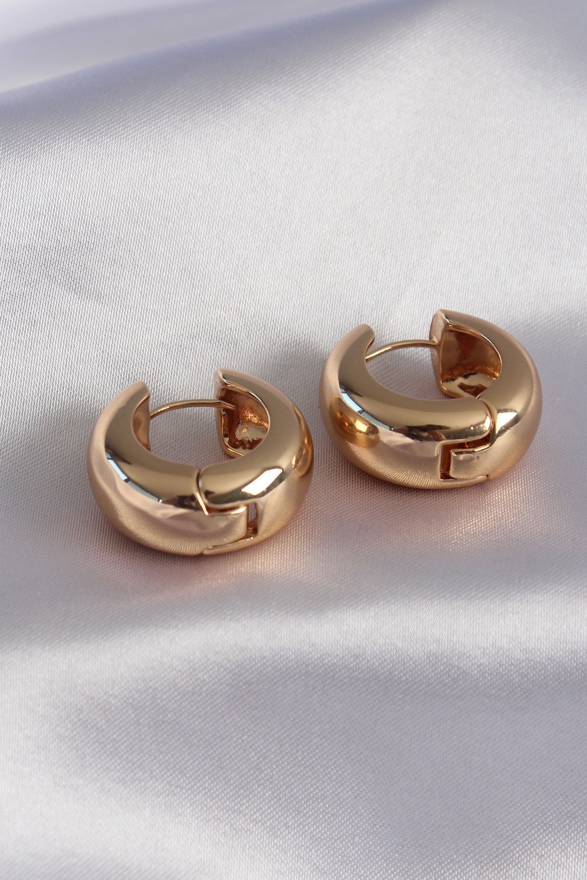 316L Çelik Gold Renk Halka Model Kadın Küpe