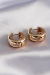 316L Çelik Gold Renk Halka Model Kadın Küpe