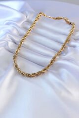 316L Çelik Gold Renk Burgu Model 45 cm Kadın Kolye