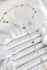 Pirinç Asorti Model Gold Renk Zirkon Taşlı Y Kolye