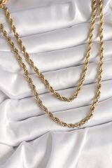 316L Çelik Gold Renk 1 Metre Burgu Zincir Kadın Kolye