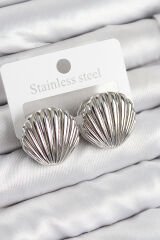 Pirinç İstiridye Model Gümüş Renk Kadın Küpe