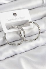 Pirinç Halka Model Gümüş Renk Kadın Küpe