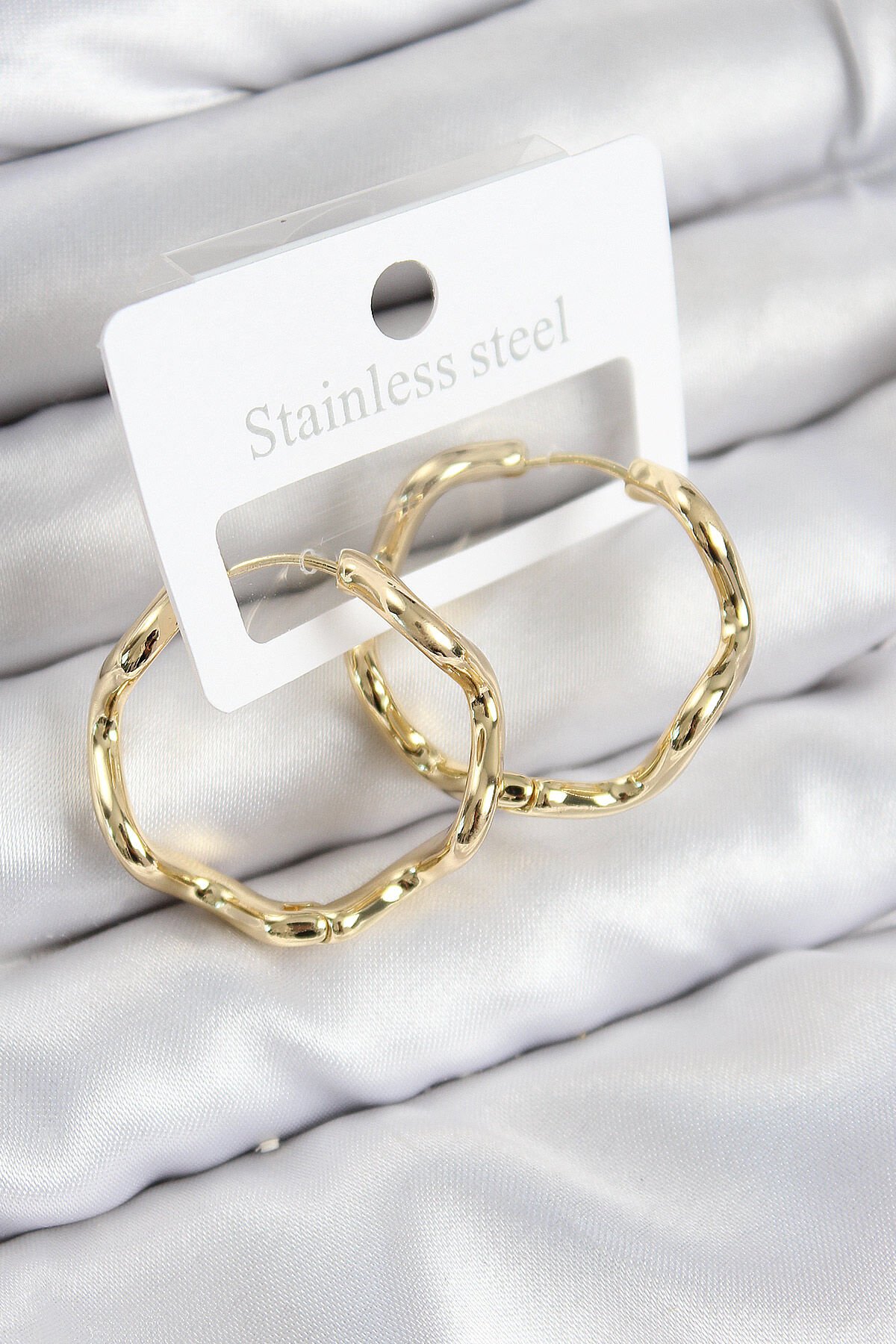 Pirinç Halka Model Gold Renk Kadın Küpe