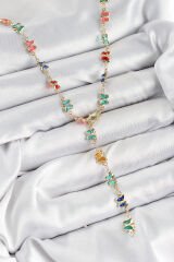 Pirinç Renkli Zirkon Taşlı Kelebek Model Gold Renk Kadın Y Kolye