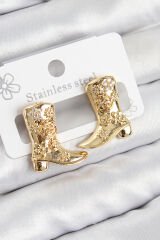Pirinç Çizme Model Gold Renk Kadın Küpe