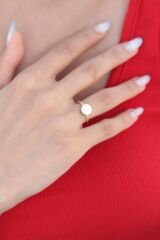 Daire Plaka Gold Renk Kadın Yüzük