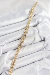 Pirinç Zirkon Taşlı Balık Kuyruğu Model Gold Renk Kadın Bileklik