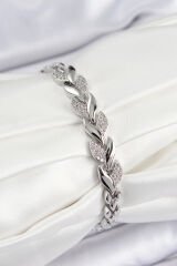 Pirinç Zirkon Taşlı Balık Kuyruğu Model Gümüş Renk Kadın Bileklik