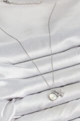 Pirinç Zirkon Taşlı İstiridye Ve Deniz Yıldızı Model Gümüş Renk Kadın Kolye