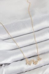 Pirinç Zirkon Taşlı Kelebek Model Gold Renk Kadın Kolye