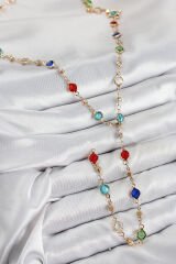 Pirinç Renkli Zirkon Taşlı Model Gold Renk Kadın Y Kolye