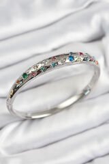 Pirinç Renkli Zirkon Taşlı Kutup Yıldızı Model Gümüş Renk Kadın Kelepçe