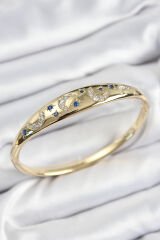 Pirinç Zirkon Taşlı Kutup Yıldızı Ve Hilal Model Gold Renk Kadın Kelepçe