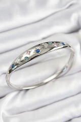 Pirinç Zirkon Taşlı Kutup Yıldızı Ve Hilal Model Gümüş Renk Kadın Kelepçe