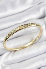 Pirinç Renkli Zirkon Taşlı Kutup Yıldızı Ve Hilal Model Gold Renk Kadın Kelepçe