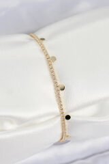 Pirinç Zirkon Taşlı Ezme Zincirli Sıralı Model Gold Renk Kadın Bilekilk