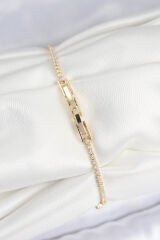 Pirinç Zirkon Taşlı Papatya Model Gold Renk Kadın Bilekilk