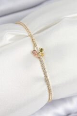 Pirinç Zirkon Taşlı Papatya Model Gold Renk Kadın Bilekilk