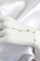 Pirinç Renkli Zirkon Taşlı Sallantılı Yıldızlı Model Gold Renk Kadın Şahmeran