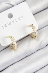 Pirinç Zirkon Taşlı Yıldız Model Gold Renk Kadın Küpe