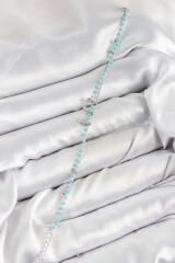 Pirinç Zirkon Taşlı Mavi Boncuklu Model Gümüş Renk Kadın Bileklik