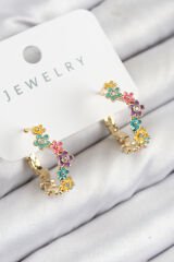 Pirinç Renkli Papatya Model Gold Renk Kadın Küpe