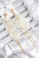 Pirinç Sallantılı Sedef Model Gold Renk Kadın Küpe