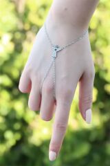 Melek Figürlü Zirkon Taşlı Silver Renk Şahmeran Bileklik