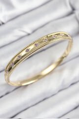 Pirinç Zirkon Taşlı Kutup Yıldızı Model Gold Renk Kadın Kelepçe