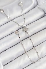 Pirinç Zirkon Taşlı Kutup Yıldızı Model Gümüş Renk Y Kolye