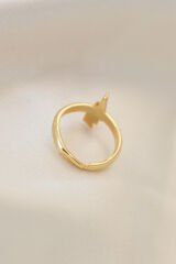 Ayarlamalı Gold Renk Metal Zirkon Taşlı Şimşek Yüzük