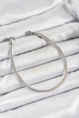 316L Çelik Gümüş Renk Ezme Zincir Erkek Bileklik