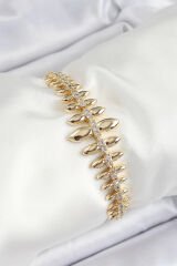 Pirinç Kurşun Model Zirkon Taşlı Gold Renk VİP Seri Kadın Bileklik