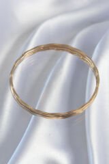 316L Çelik Gold Renk Dalgalı Model Ajda Bilezik Seti