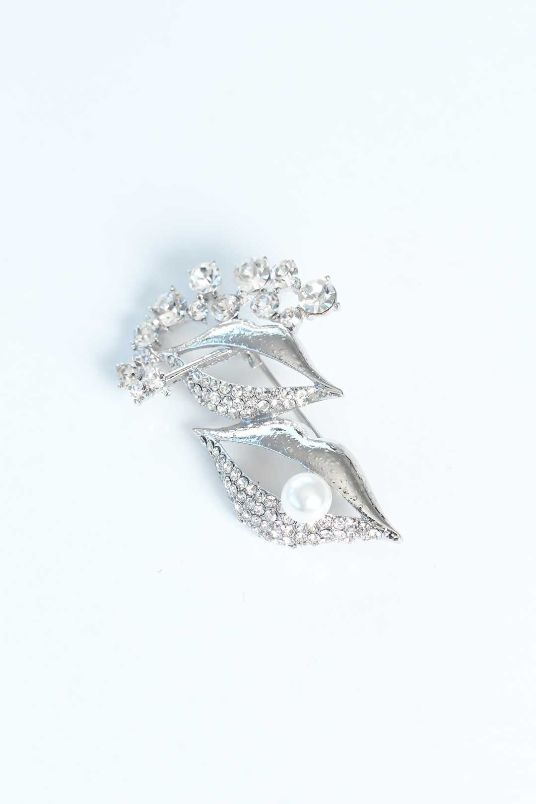 Zirkon Taşlı Metal Broş