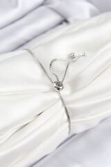 Pirinç Zirkon Taşlı Damla Model Gümüş Renk Asansörlü Kadın Bileklik