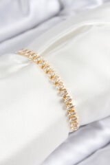 Pirinç Zirkon Taşlı Damla Model Gold Renk Asansörlü Kadın Bileklik